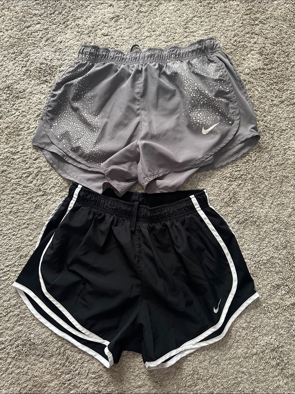 2 pair Nike Women's Running Shorts Size Medium - Gray & Black